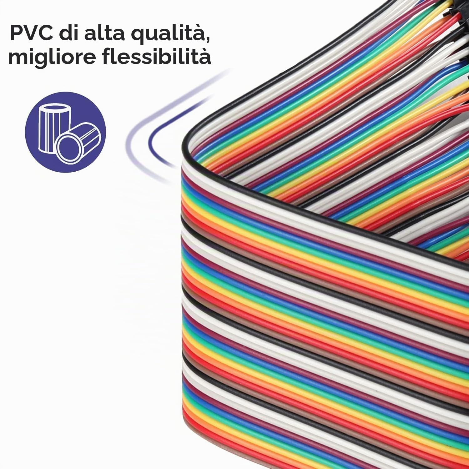 TECHZOCO DuPont - ponte Dupont, cavi a 40 pin per piastre prototipo e Arduino Raspberry Pi, cavo Breadboard, femmina a femmina, 20 cm
