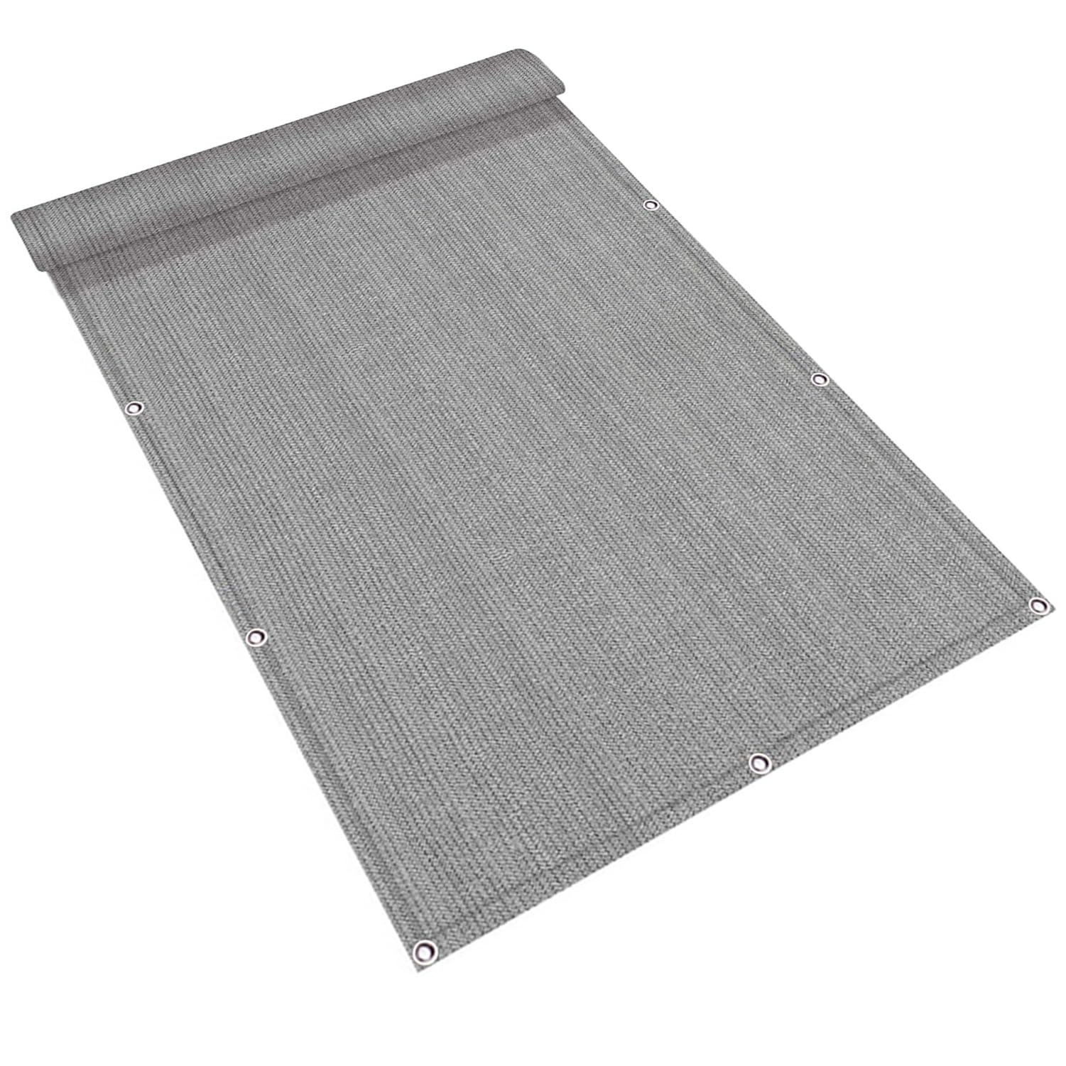Odporna na warunki atmosferyczne osłona balustrady balkonowej i tarasowej – tkanina siatkowa anty-UV, wysokość 65/75/85 cm, szara, 65 x 170 cm, idealna do ochrony ogrodu na zewnątrz i dziedzińca