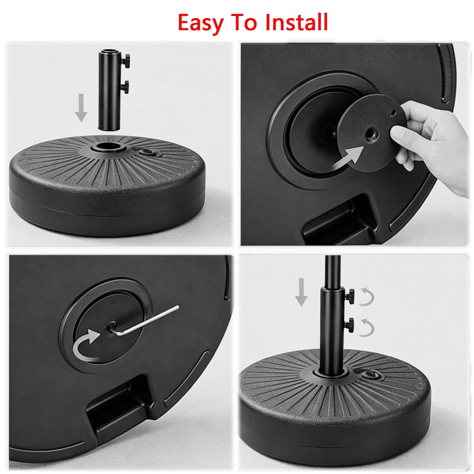 Supporto Base Rotonda, Base For Ombrellone Riempibile, Supporto Esterno | Manopola di regolazione, supporto durevole, for terrazza sul prato e ombrelloni a bordo piscina(Dual knobs)