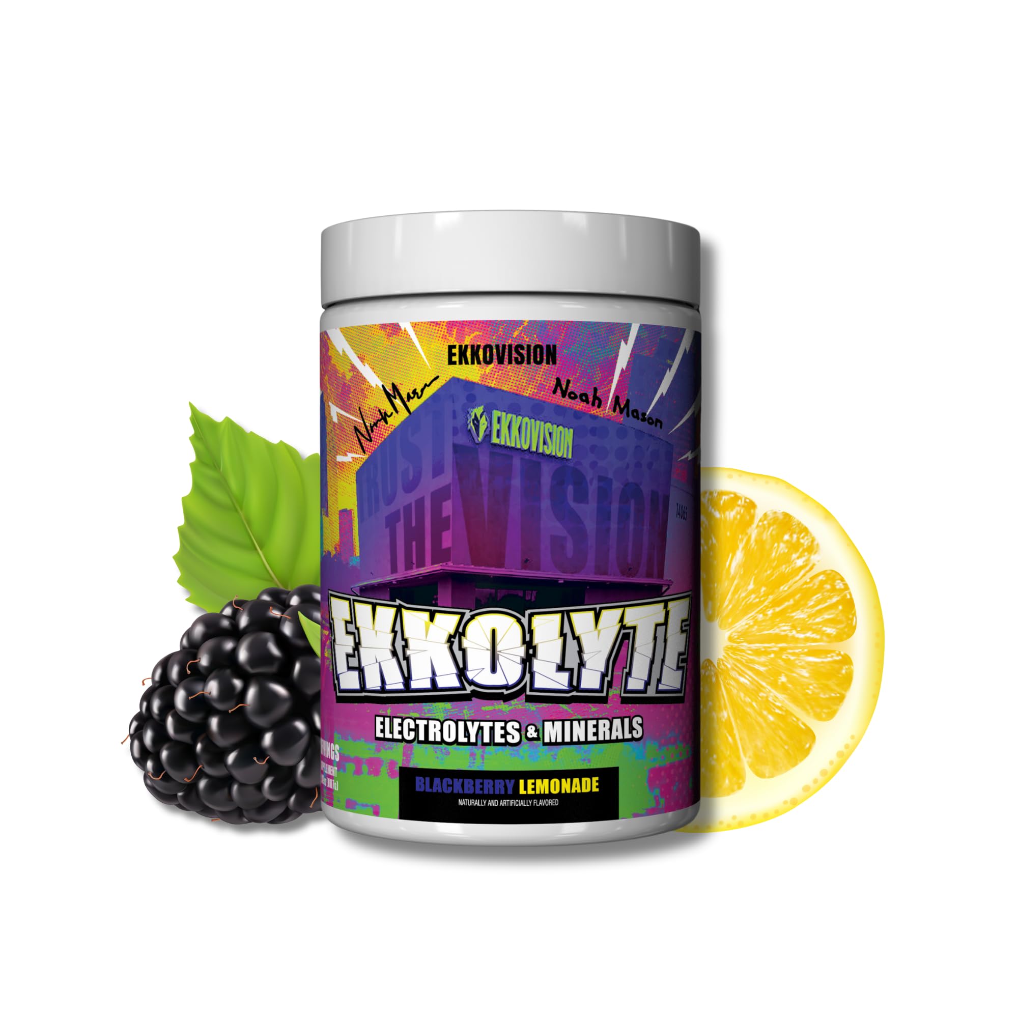 Ekkovision Ekkolyte Electrolytes & Minerals Powder, 50 MG Vitamin C & 155 MG Magnesium for Hydration Support, Essential Electrolytes for Women & Men, BlackBerry Lemonade Electrolyte Mix, 60 Servings