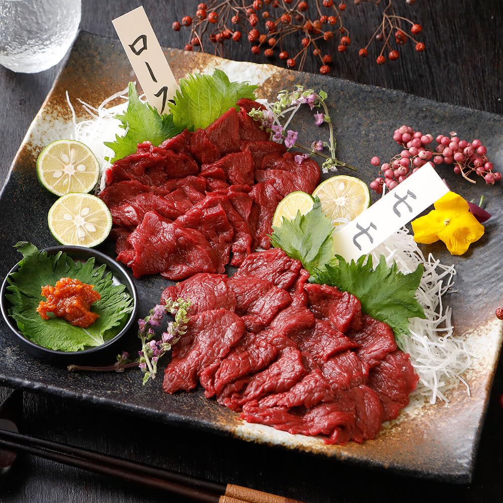 小林畜産 国産会津馬刺し モモ+ロースセット 特製辛子味噌だれ付 福島県/会津 ギフト お祝い 馬肉 馬刺し お歳暮 贈答品