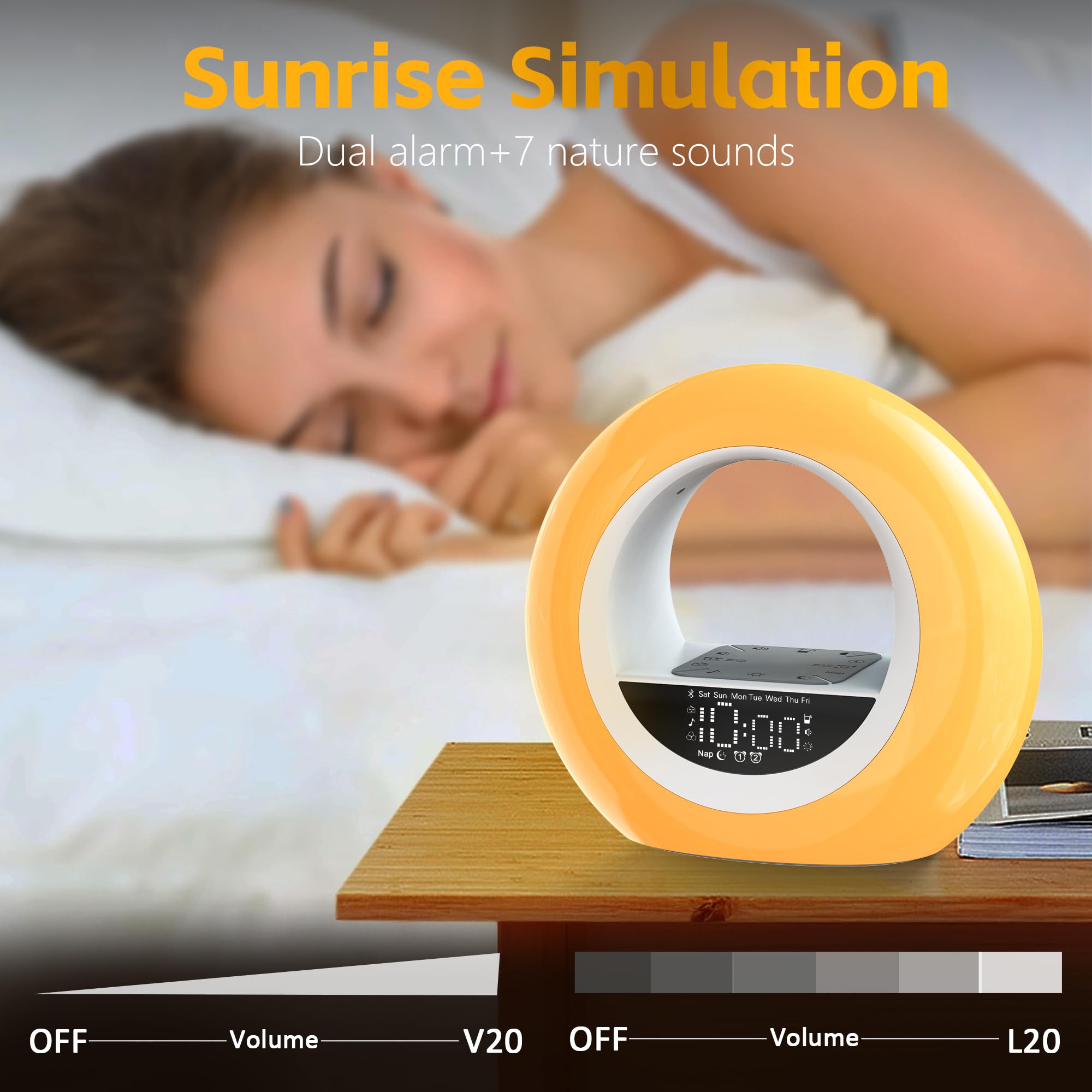 Kruilan Sveglia con luce diurna · altoparlante Bluetooth — immagine 2 di 9