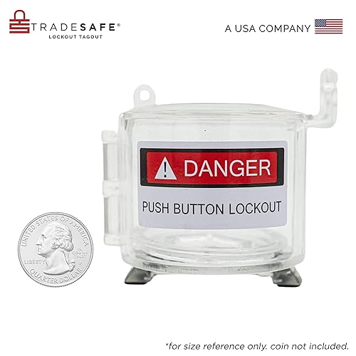 Miniatura 3 de TRADESAFE Bloqueo de la cubierta del botón de parada de emergencia cubierta redonda transparente para interruptor de botón, diámetro de orificio de
