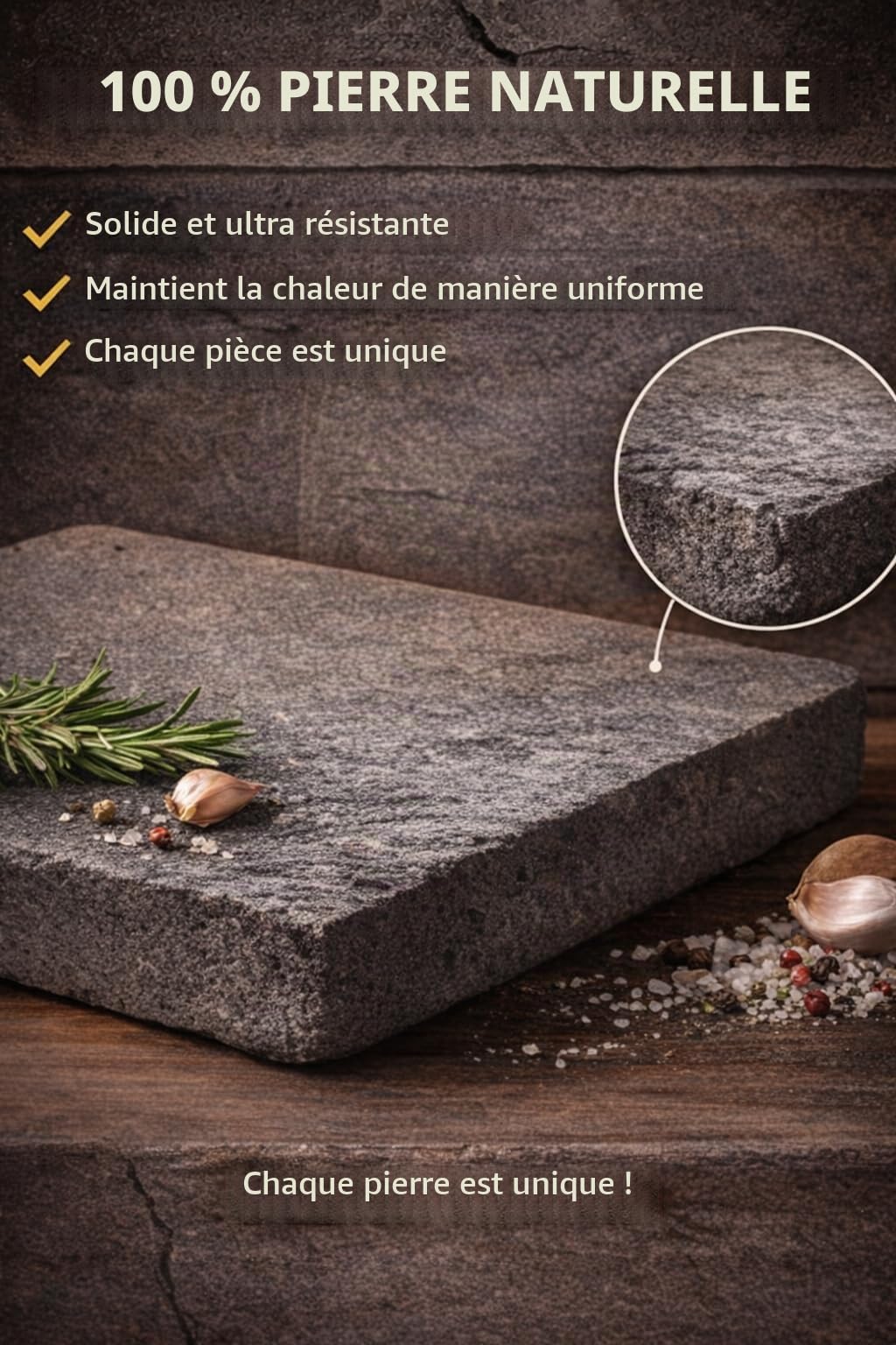Kalu creations Plaque en pierre de lave rectangulaire pour viande, grill avec plaque naturelle réfractaire pour four électrique et gaz, 25 x 15 cm - noir