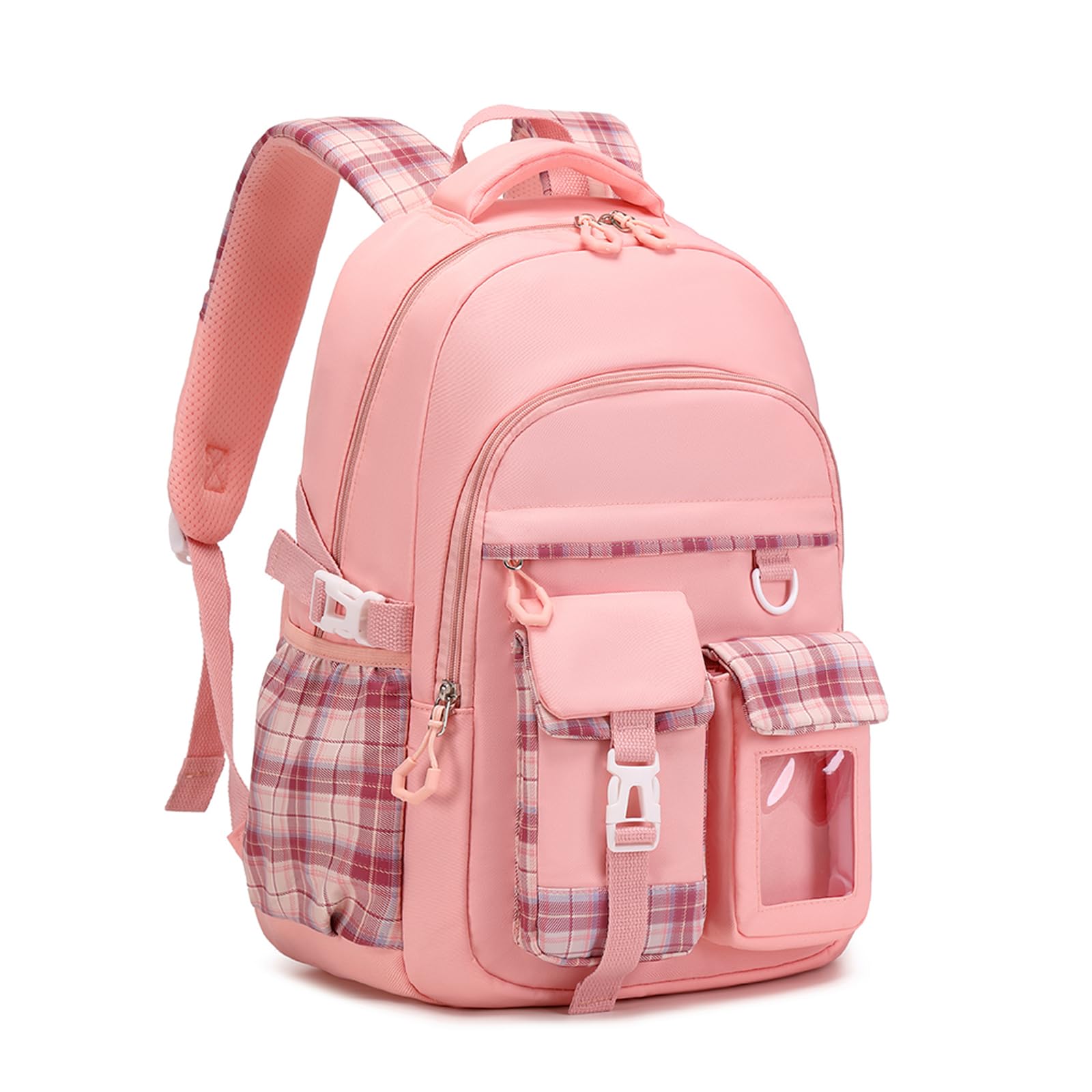 PIG PIG GIRLGirls Backpack, Lightweight Kids Backpack Kawaii School Backpacks Bookbag for Primary Elementary School,Age 6-14 years,Pink(Sponge Back Panel Ver)