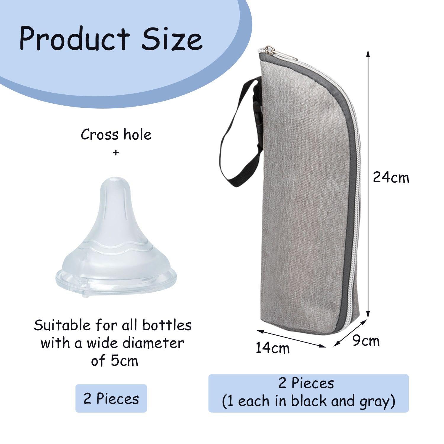 Borse Per Bottiglie Da 2 Pezzi E Ciucci Da 2 Pezzi, Borsa Per Bottiglie Isolata, Borsa Per Bottiglie Portatile, Adatta Per Viaggi E Uso Esterno