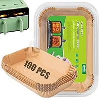 Vista 1 de Forro de papel desechable para freidora de aire, 100 forros rectangulares desechables para freidora de aire, accesorios de papel pergamino