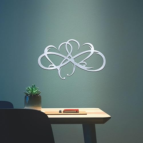 Decoración de pared de metal con corazón decoración de pared de acero con doble corazón infinito letrero de pared de amor decoración colgante de