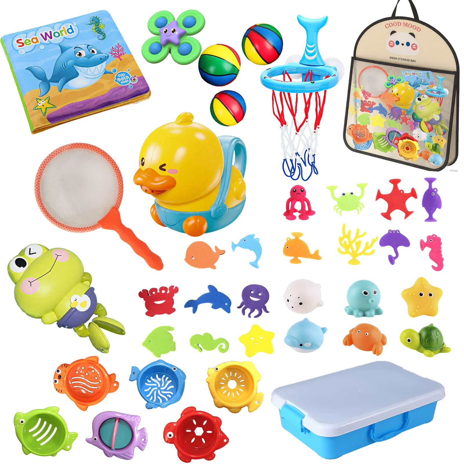 Baby Bath Toys,38 Pieces Bath Toys Set for Toddlers 1-2-3-4-5 Years,Floating Animal Shaped Pool Toys