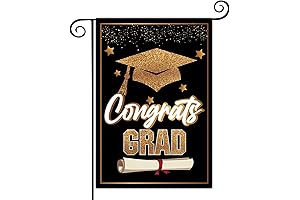 Graduation Diploma Cap Congrats Grad Garden Flag Double Sided 12x18 Inch Outside Decorations(A)