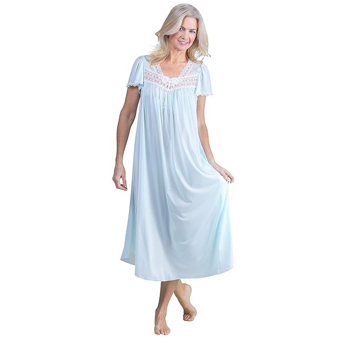 Buy Miss Elaine Silk Essence Nightgown Long Silky & Sheer Tricot Gown