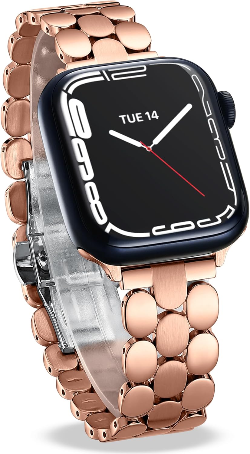 Designer Band for Apple Watch 40mm 41mm 42mm 38mm 44mm 45mm 46mm 49mm for Women, Stainless Steel Dressy Bands Compatible with Apple Watch Series 10,Se,9,8,7,6,5,4,3,2,1 for iWatch