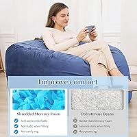 Vista 4 de Jecqbor Relleno de puf, relleno de espuma viscoelástica triturada de 5 libras, relleno de almohada suave para sofá, cojín, animales de peluche, cama