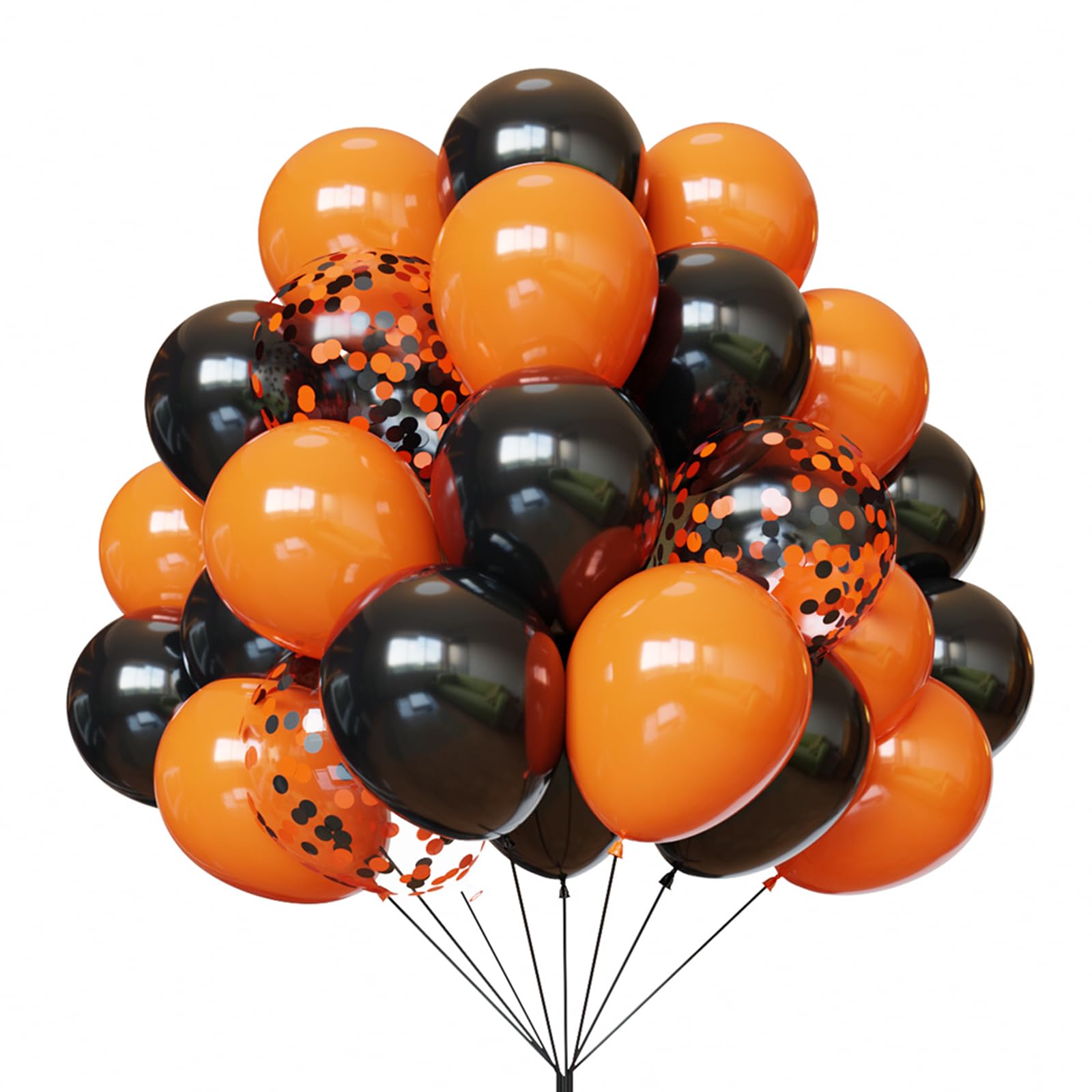 Orange and Black Balloons, Halloween Balloons Set, 67pcs 12 Inch Black Orange Confetti Balloon for Halloween Anniversary Graduation Decoration — image 1