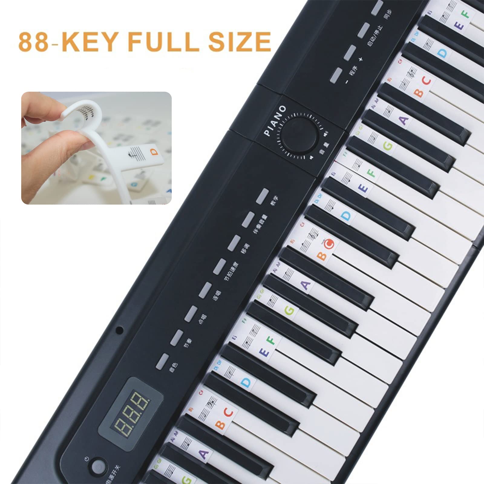 Touches Autocollants pour Clavier de Piano, 88 touches, Silicone, Coloré, pour Débutants et Enfants