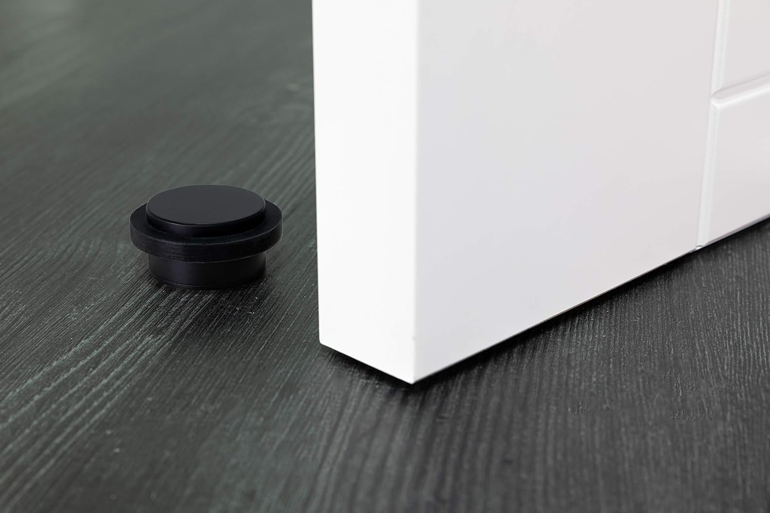 EVI | Adhesive Doorstop | 1.37'' X 0.8'' | Threaded Base | Black Rubber | Stainless Steel | Black Lacquered | Includes Screw + Clamping Anchor | Mod. I-203