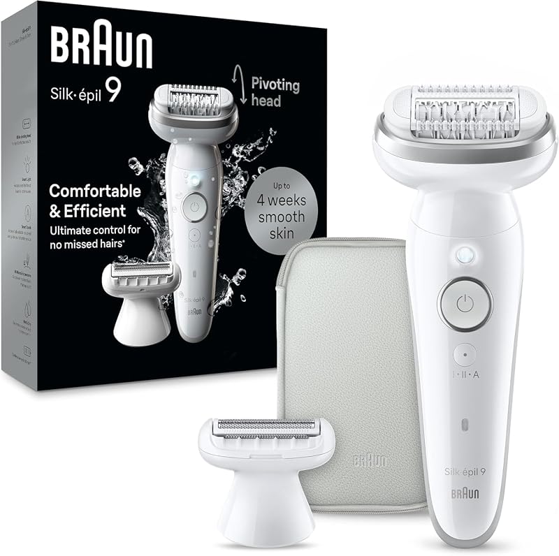 Braun Silk·épil 9 Depilador feminino com função de barbeador, à prova d’água, 9-041, prata