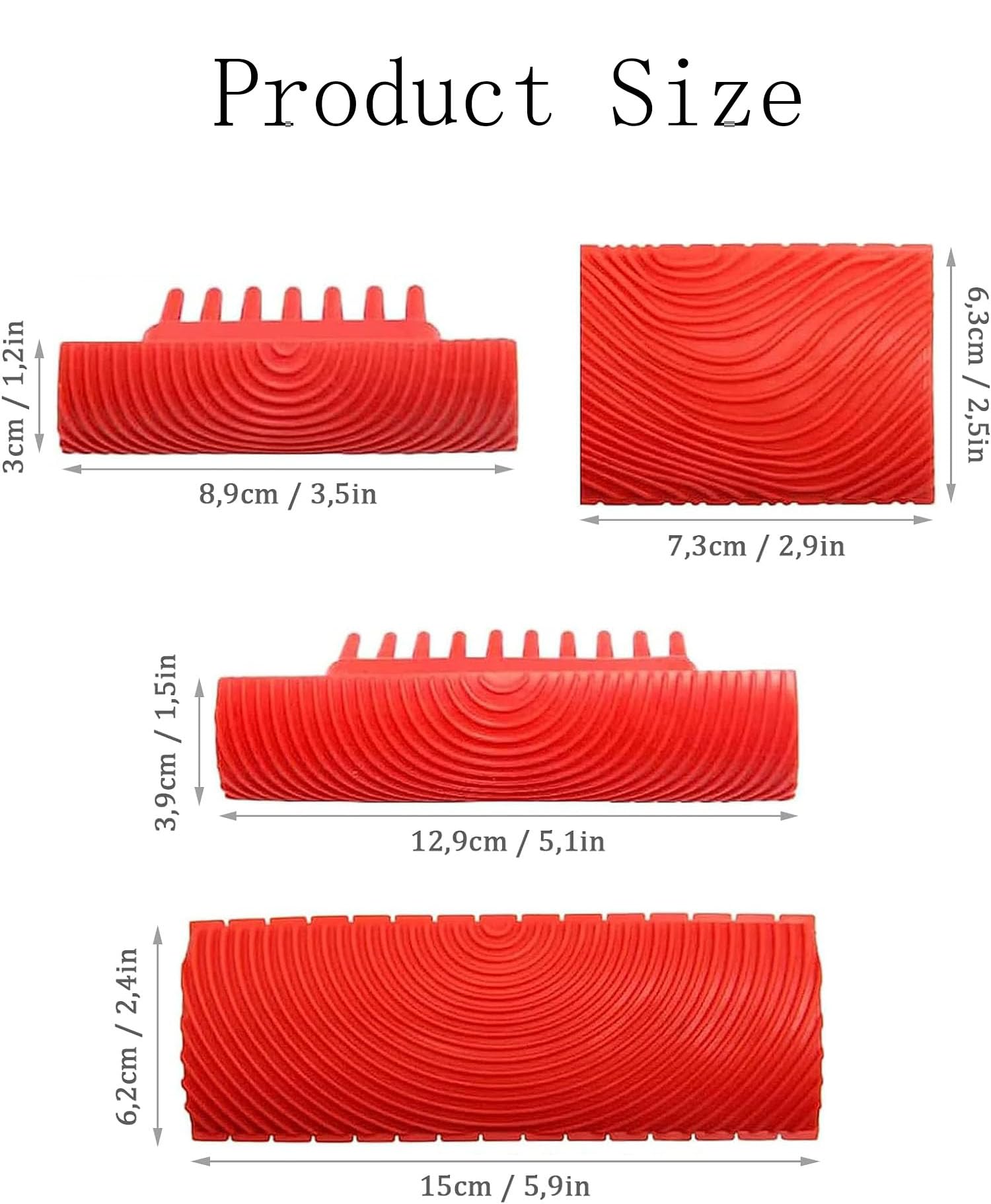 Strumento per venature del legno Strumento per pittura su gomma per decorazione murale Decorazione murale fai da te Rosso Confezione da 4