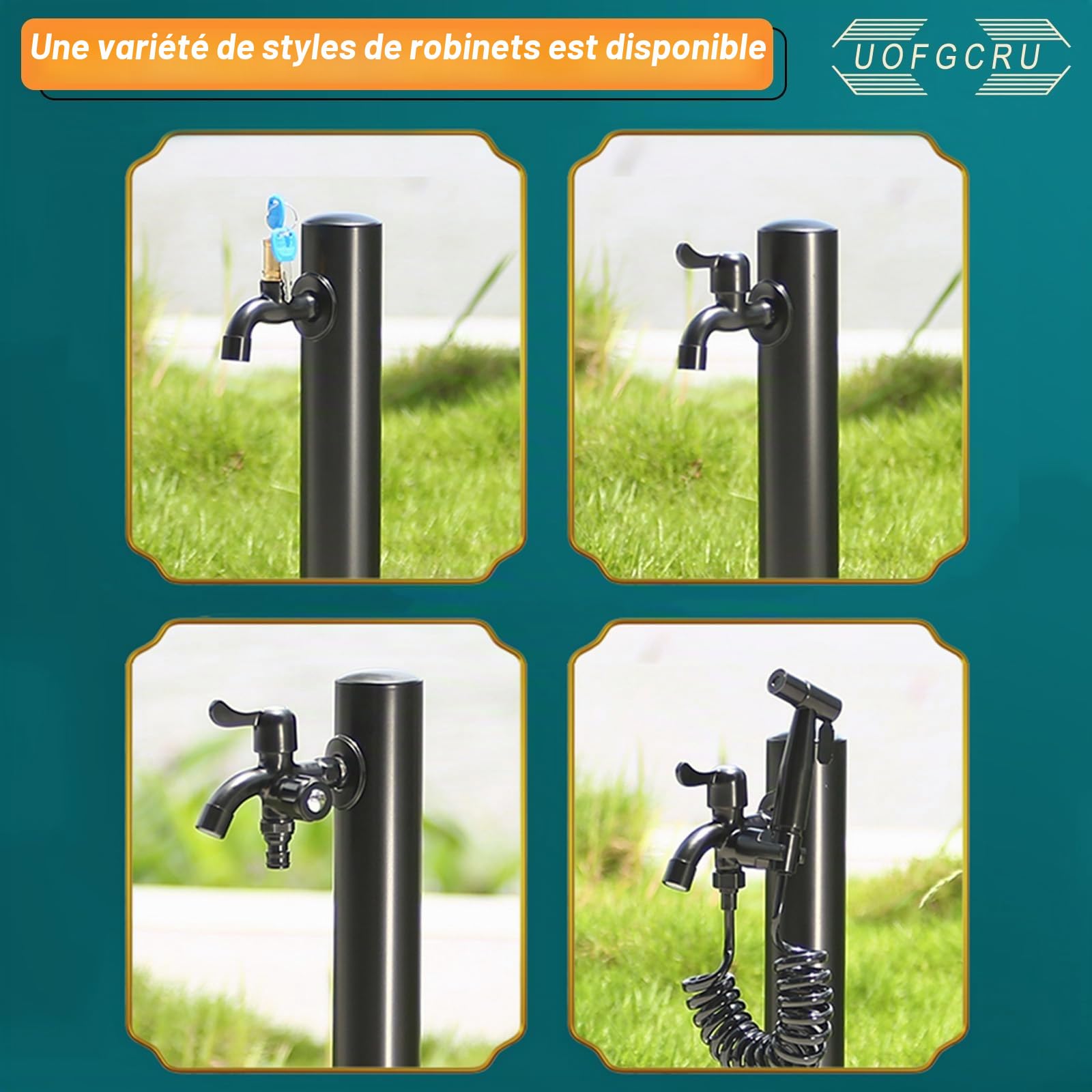 Colonne à Eau De Jardin avec Robinet Robinet ExtéRieur Antigel Multifonction Colonne d'eau Pompe à Eau Porte-Tuyau D'Arrosage Colonne à Eau De Jardin(Noir D - 60cm)