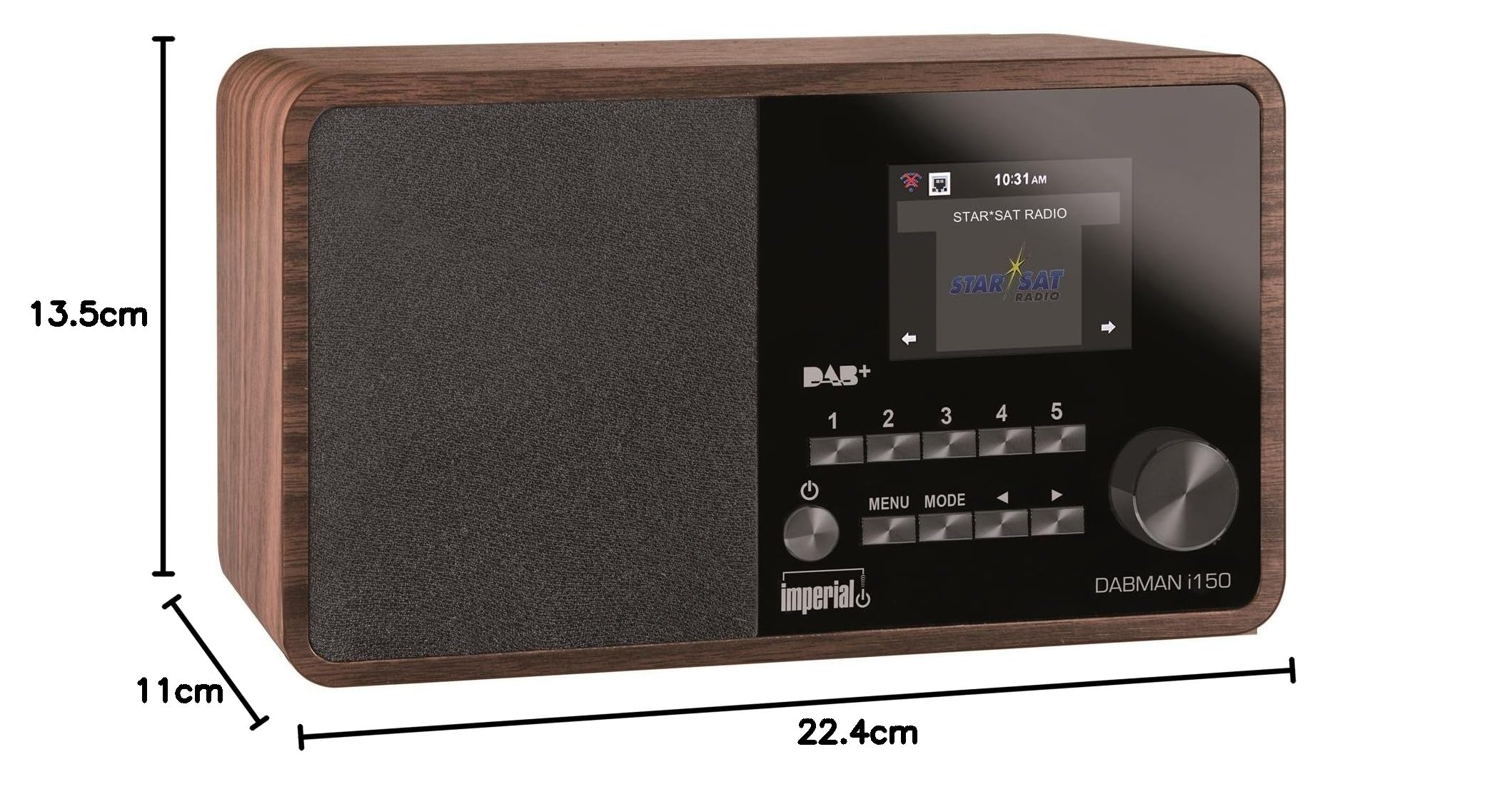 Imperial DABMAN i150 Internetradio/Digitalradio (Internet, DAB+ / DAB, UKW, USB, WLAN, 2,8"" Farbdisplay) Holz, braun