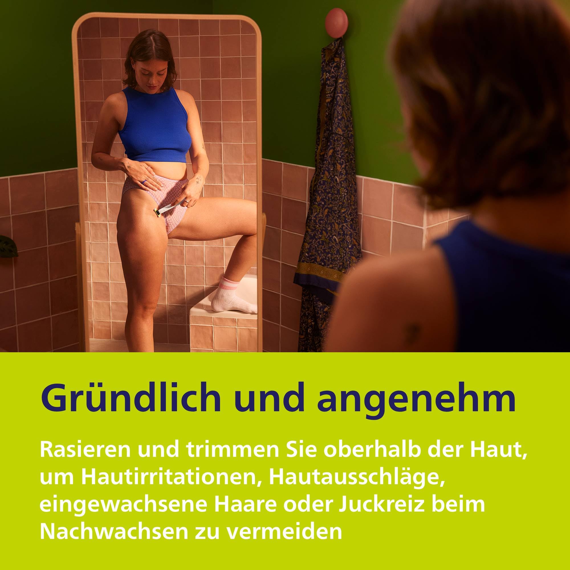 Philips OneBlade Intimate, Intimrasur, Trimmen & Rasieren mit extra Hautschutz, Für eine gründliche und angenehme Rasur – ohne komplett glatt zu rasieren, Modell QP1924/28