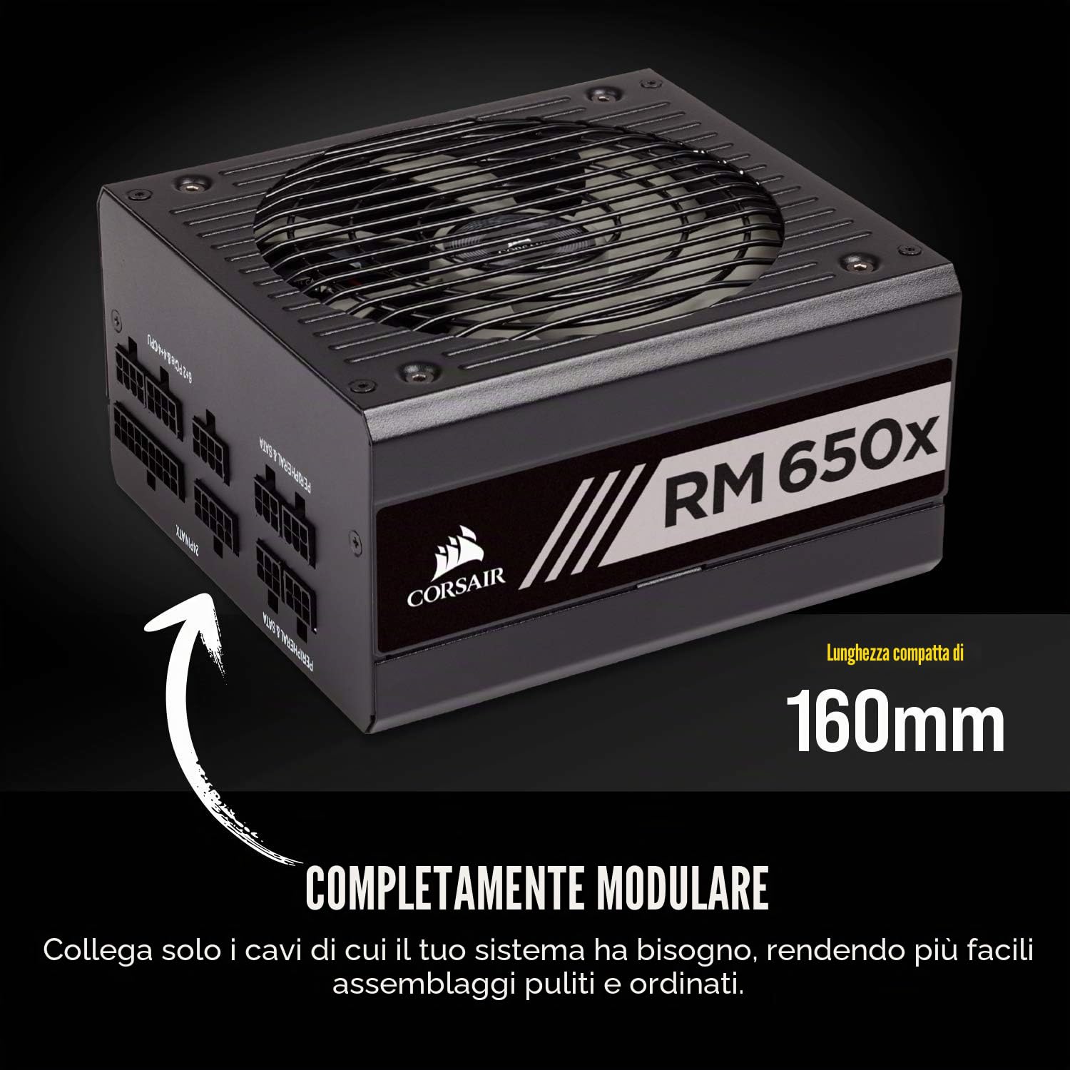 Corsair RM650x - Alimentatore 650 W, PC, ATX, 80 PLUS Gold, 50 °C, ATX12V v2.4 and EPS 2.92 standards)
