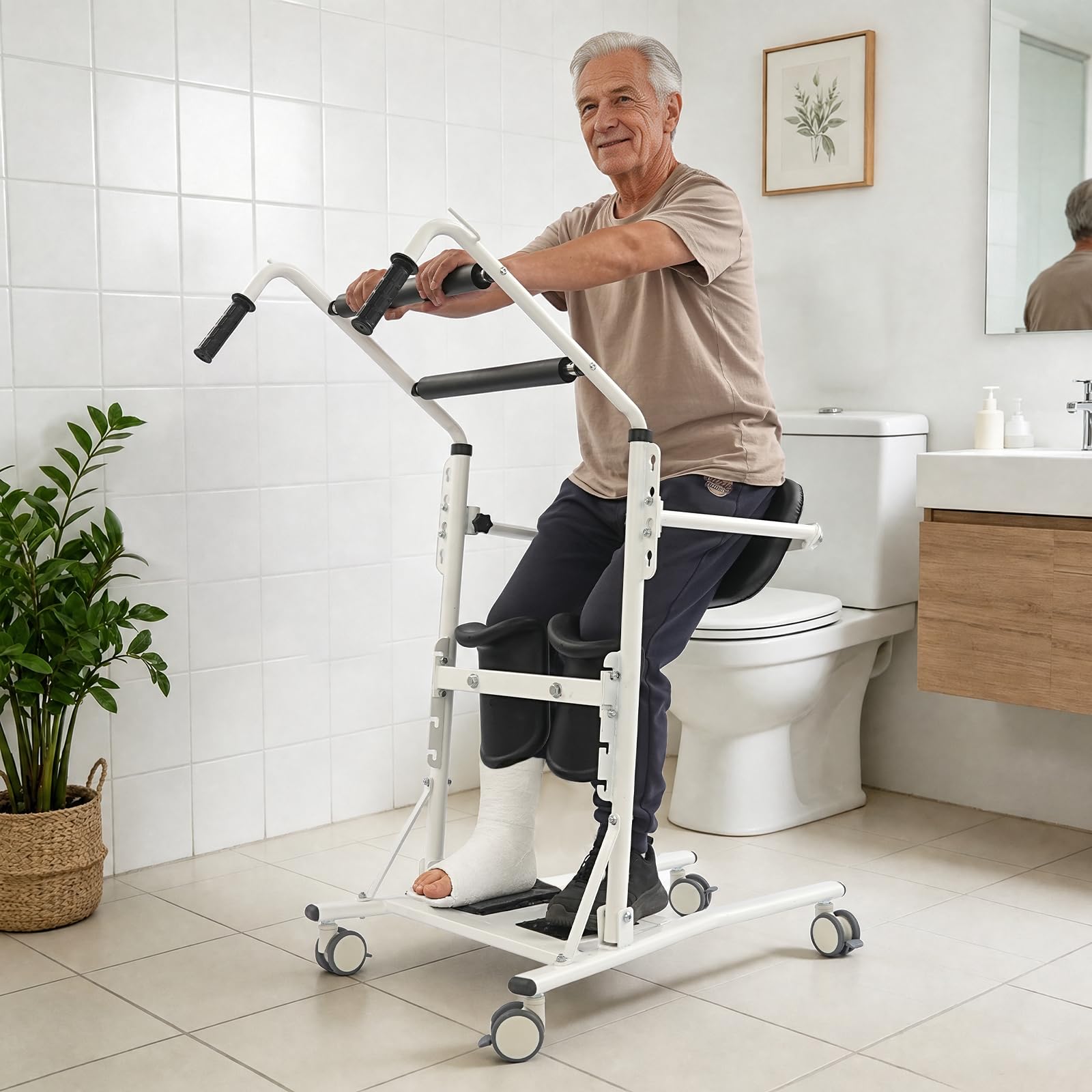 Sitz-Steh-Patientenlifter bis 120kg, Transferhilfe-Lifter mit Transfergurt | Mobiles Stehhilfe-Lifter für Senioren, Pflege Zuhause Transferhilfe Bett, Toilette und Rollstuhl
