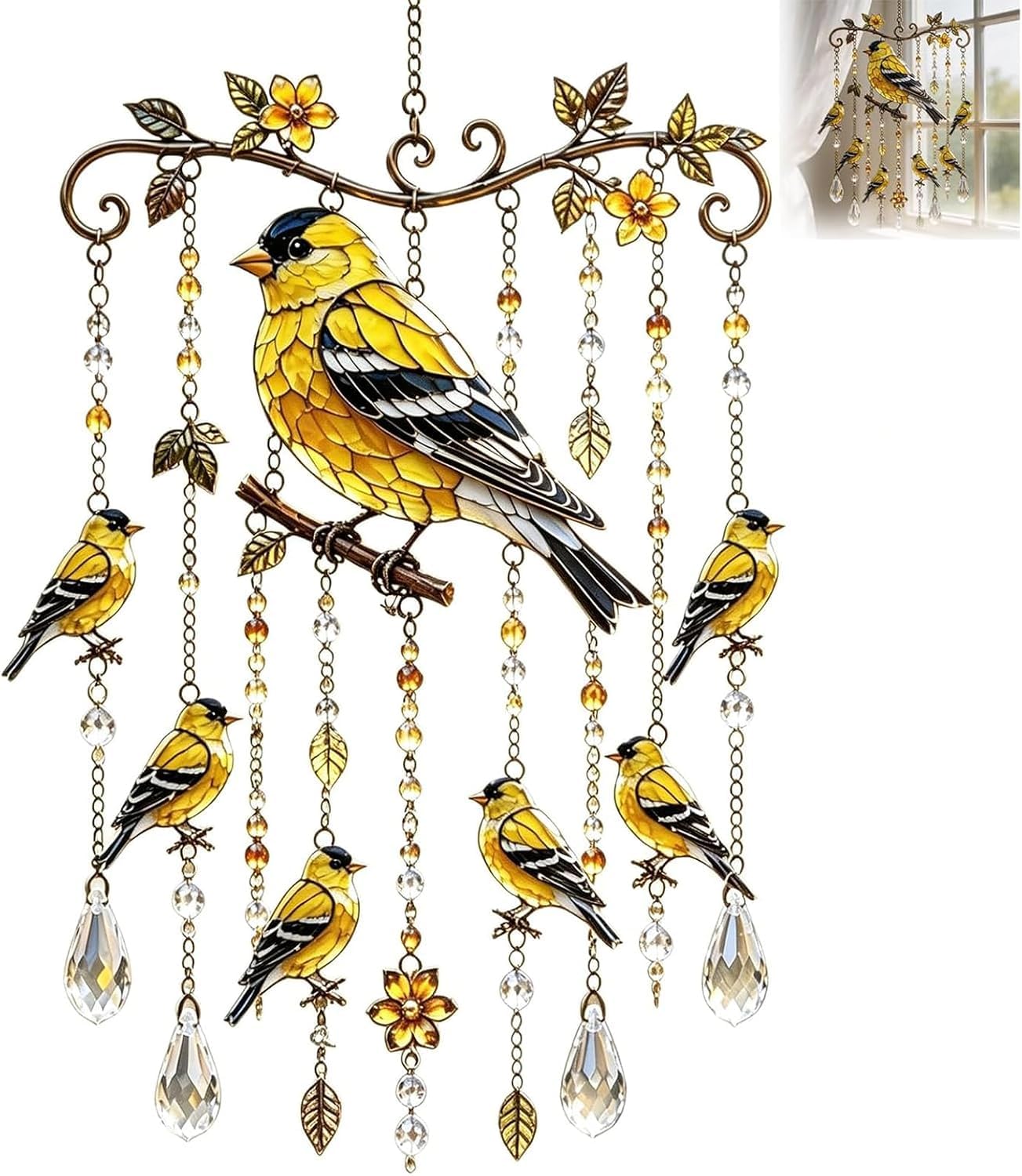 zoocco Hummingbird Wind Chimes Metal 55 x 24cm for Garden Outdoor (D)