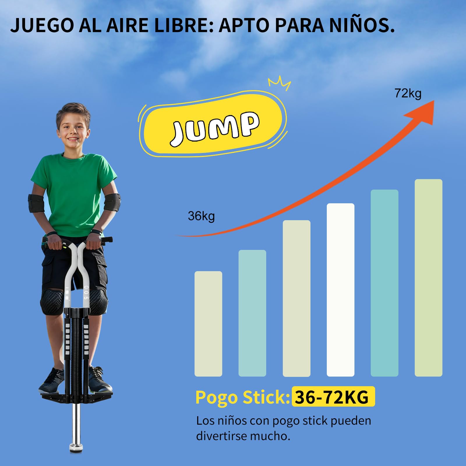 ISE Pogo Stick Bastón salador, Juguetes al Aire Libre, Entretenimiento para Padres y niños, Juegos Divertidos, Juegos de Aire Libre para niños