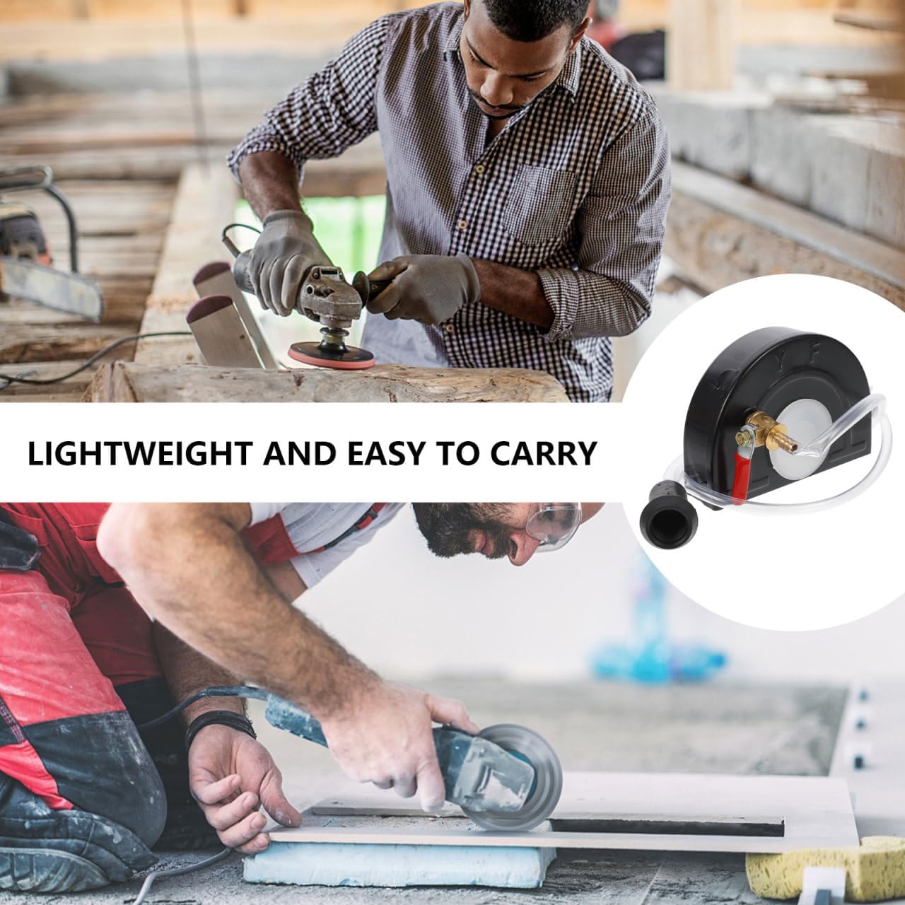 Angle Grinder, Surface Angle Dust Cover Water Adapter Attachment with 1/4in Valve for Angle Hand Grinders and Adjustable Water Outlet