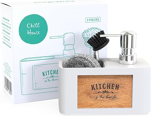 Dish Soap Dispenser for Kitchen - Soap Dispenser for Kitchen Sink - Dispensador de Jabon de Cocina - Kitchen Soap Dispenser Set - Dish Brush with