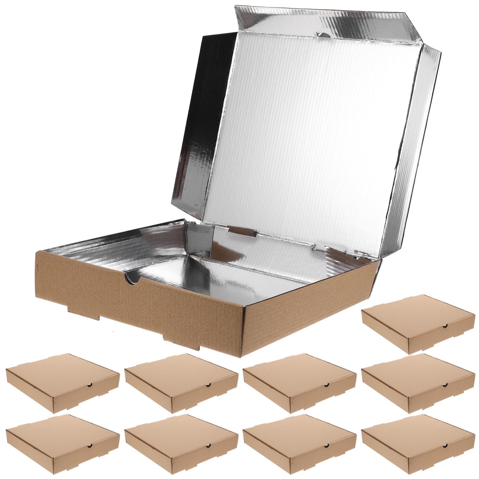 UKCOCO Scatole Pezzi Carta Ondulato Kraft e per Pizza Alluminio in 10 Contenitori Resistenti per Asporto e Ristorante per Alimenti e Steak
