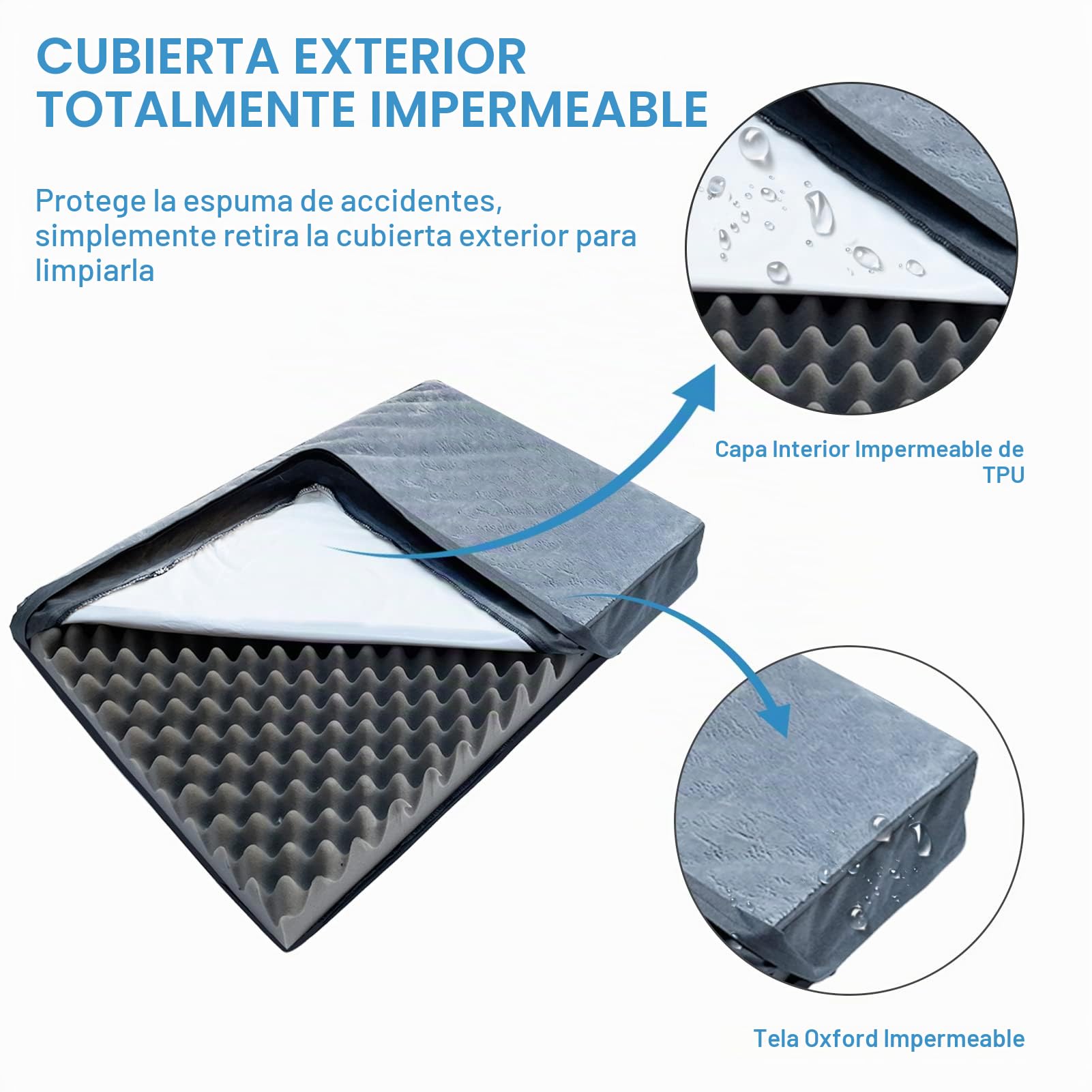 Cama Perro Grande, Cama Ortopedica para Perros Impermeable con Espuma De Caja De Huevos, Colchoneta Perro Lavable con Funda Desenfundable, Antideslizante, Gris XL(104x74x10cm)