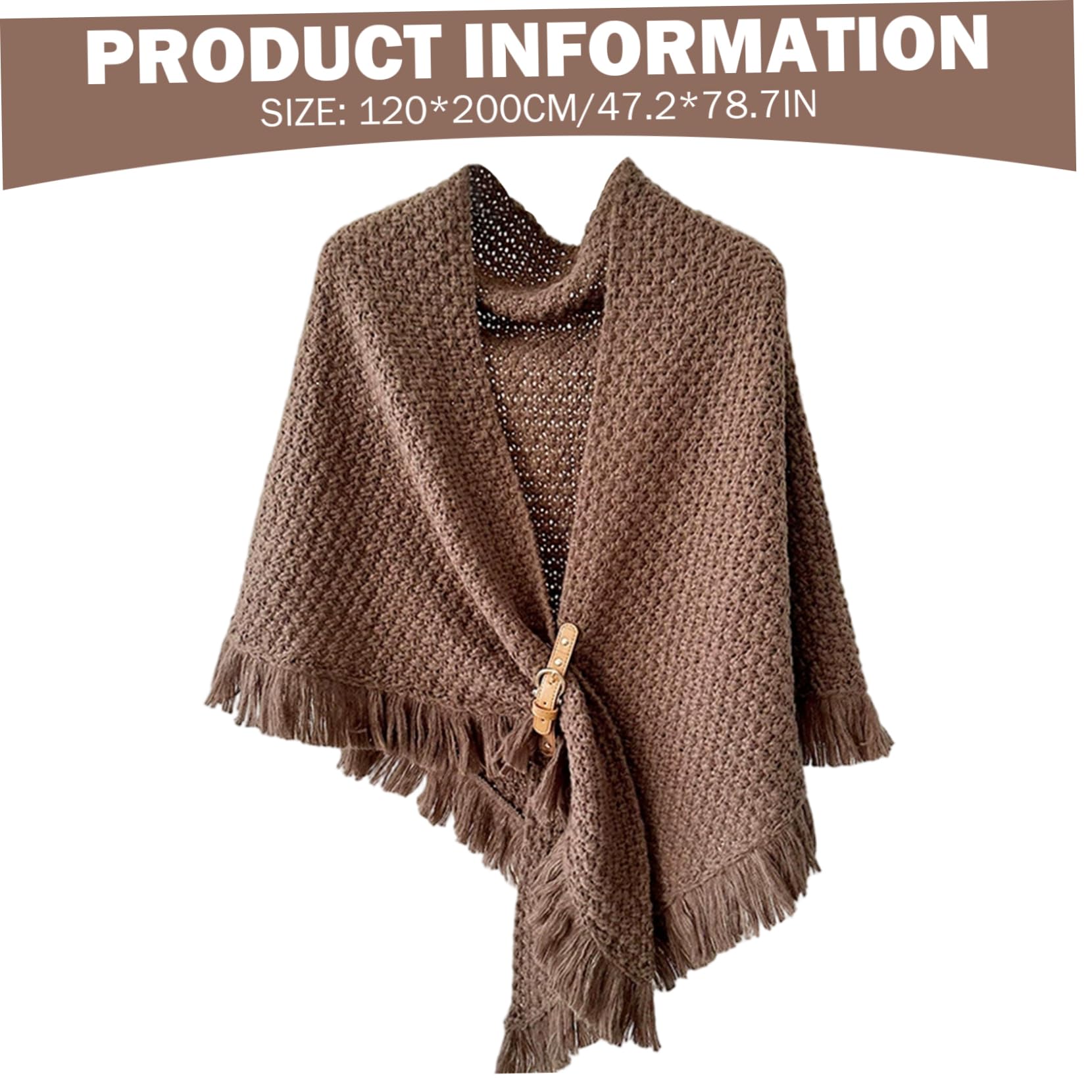 Chal para mujer Pashmina de ganchillo con hebilla Borlas de caramelo Suéter Mantón Bufanda triangular cálida para otoño invierno, para mujer
