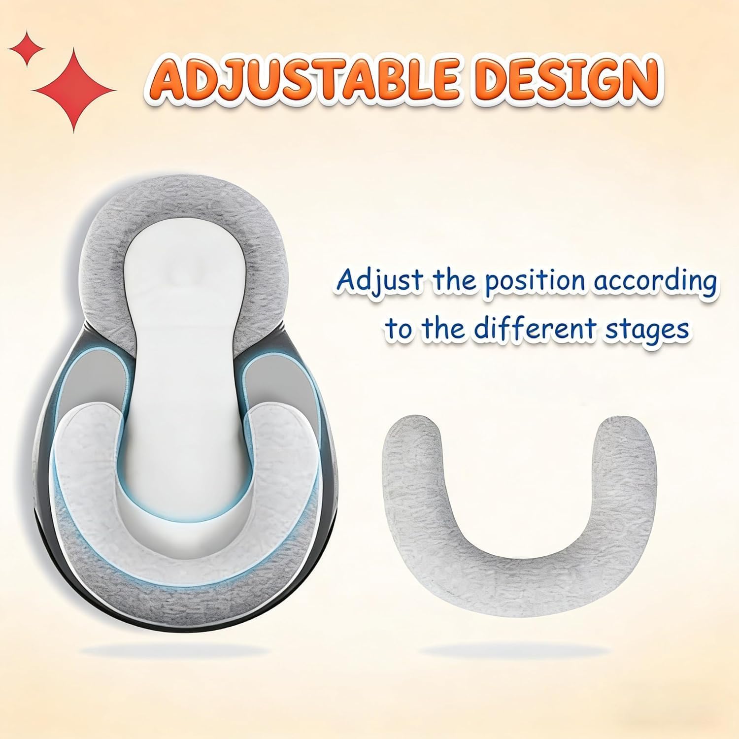 Reflux Pillow, Wedge Pillow with Adjustable Support, Body Positioner with Gentle Incline Positioning