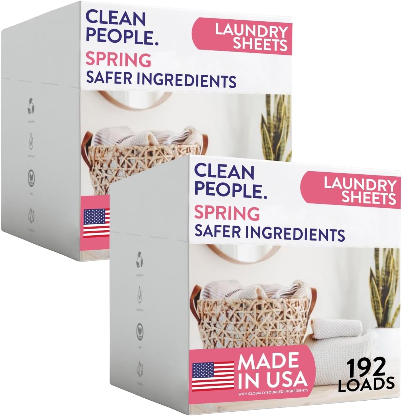 Clean People Laundry Detergent Sheets- Recyclable Packaging, Hypoallergenic, Stain Fighting, Works with All Machines including HE (384 Count, Spring)