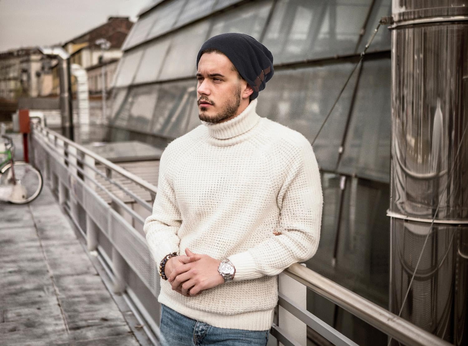 Gorro de punto holgado para invierno, cálido y suave para clima frío