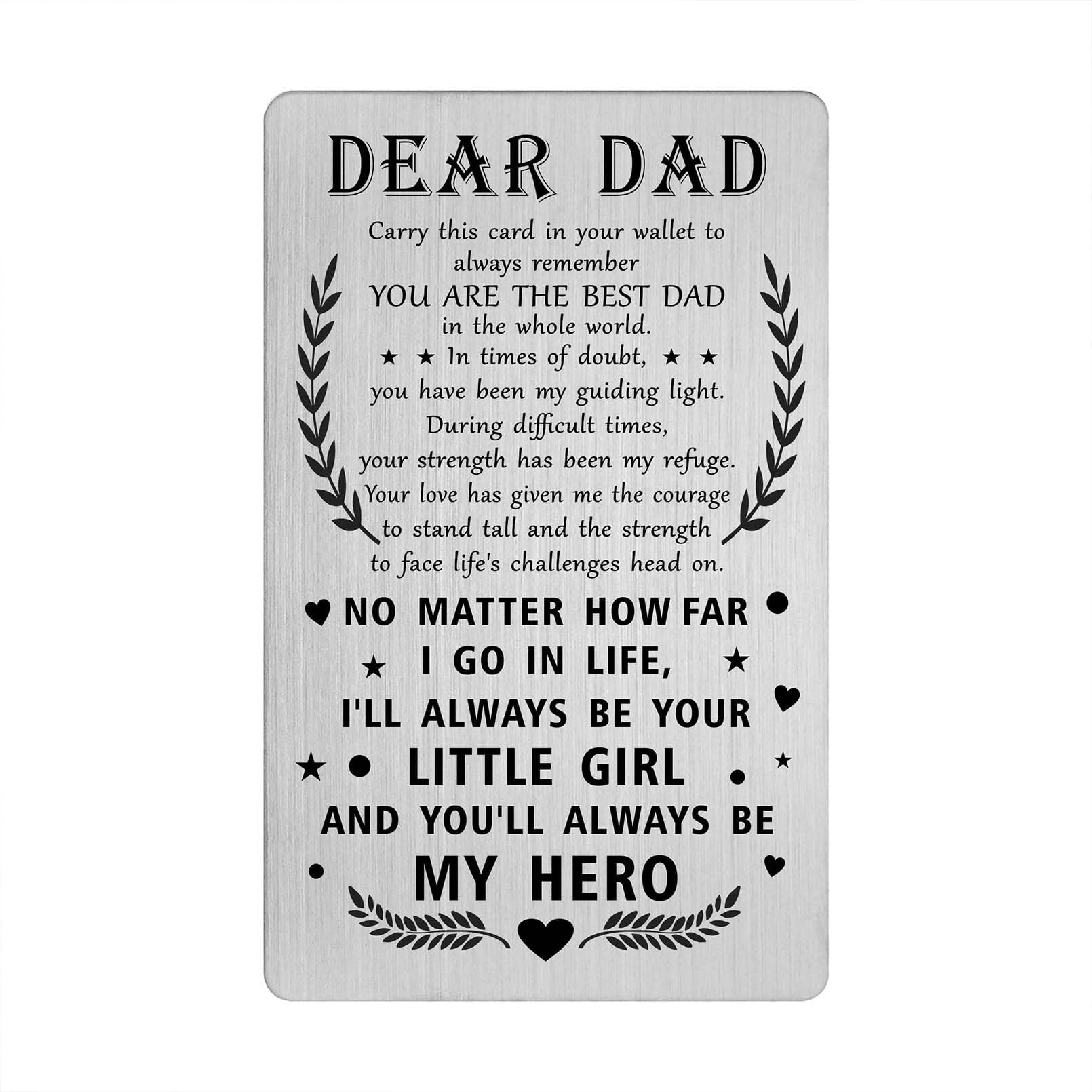 Tangvo Fathers Day Cards for Dad from Daughter - Best Dad Wallet Card - Dad Birthday Gifts from Daughter, I Will Always Be Your Little Girl Gift