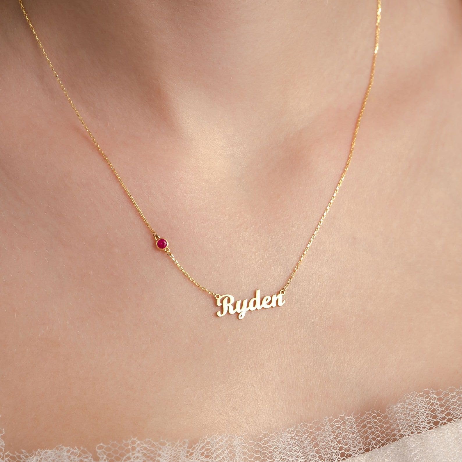 Argento sterling collana con nome, delicato personalizzato gioiello moglie mamma Natale