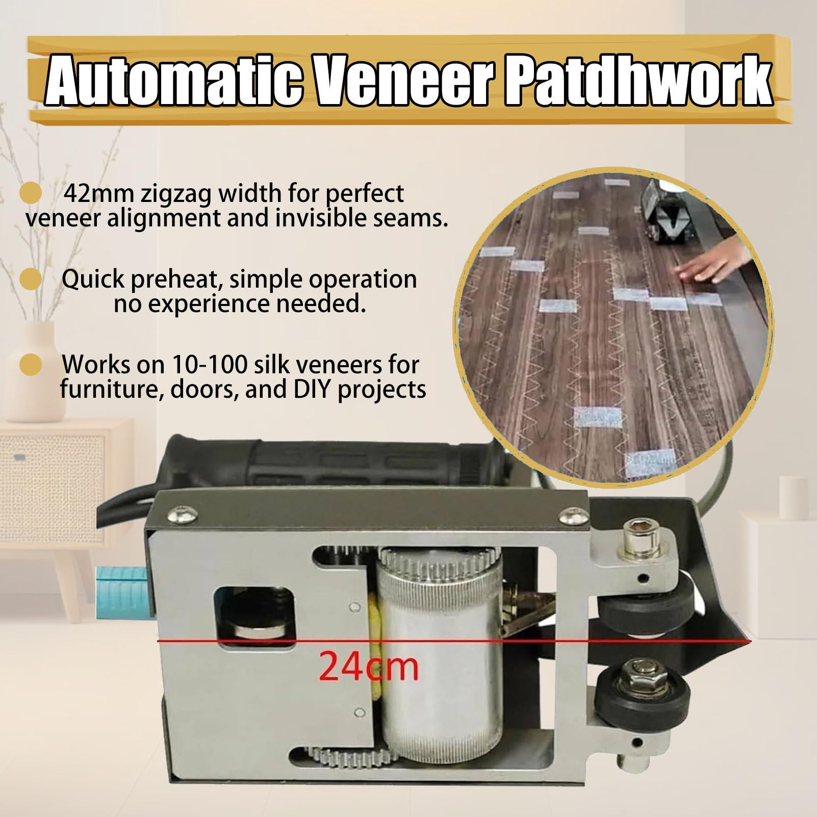 Macchina automatica cicloidale per patchwork, strumento di cucito meccanico portatile per cucire pannelli in legno, acciaio inossidabile, per tappezzeria