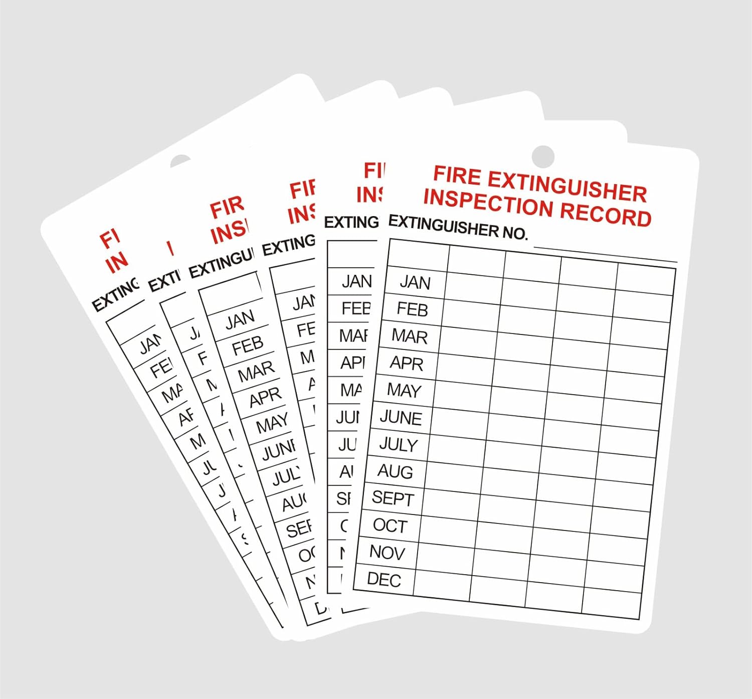 Fire Extinguisher Inspection Tags,3.2x5 inch 10pcs Monthly Fire Extinguisher Inspection Tags,Plastic Fire Extinguisher Tags Four Years with Adjustable Wire Ties