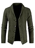 Men's Casual Wool Blend Cardigan Sweaters Long Sleeve Shawl Collar Buttons Down Cable Knit Sweater
