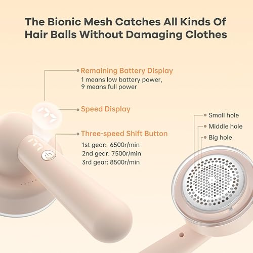 Miniatura 6 de Afeitadora de tela, removedor de pelusas, afeitadora eléctrica de pelusa con 3 engranajes y 6 cuchillas, desfuzzer recargable por USB, para ropa,