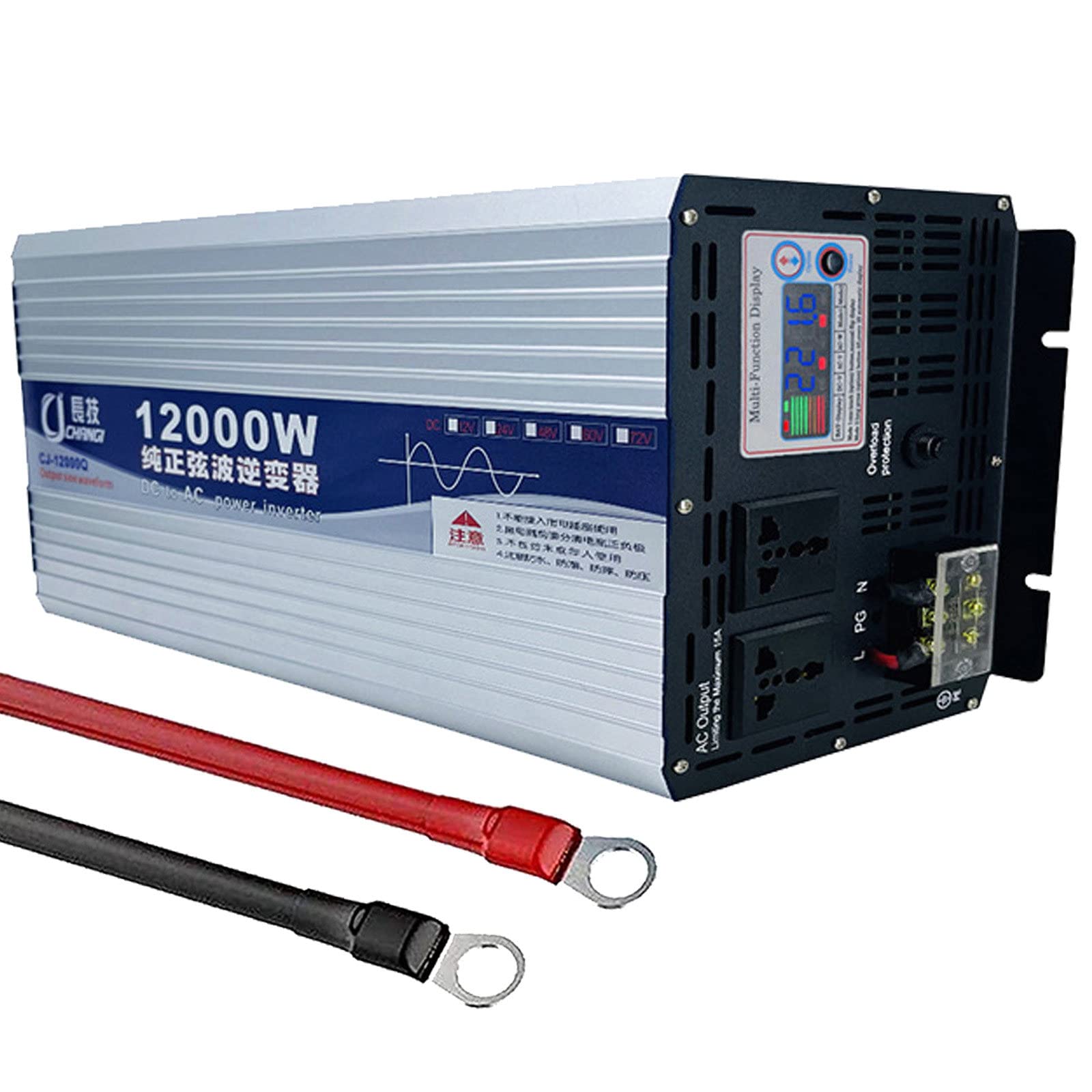 Inversor Sinusoidal Pura 6000W 8000W 10000W 12000W Inversor DC 12V 24V 48V 60V 72V A AC 110V 220V Convertidor De Voltaje,para Autocaravanas Camiones Barcos Camping Furgoneta,12000W-60Vto220V