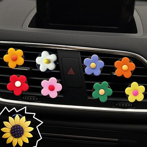 Miniatura 6 de 8 clips de ventilación de margaritas, clip de salida de aire acondicionado de flores lindas para ambientadores de automóvil, accesorios decorativos