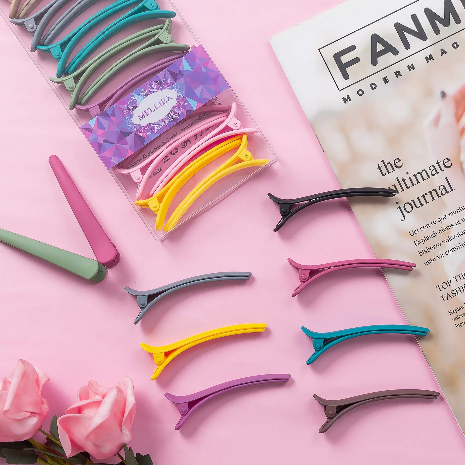 MELLIEX 20pcs Fermagli per Capelli, Clip per Capelli a Becco d'Anatra Pinze per Capelli Colorato Opaco Mollette per Capelli in Plastica Alligator per Donne Ragazze