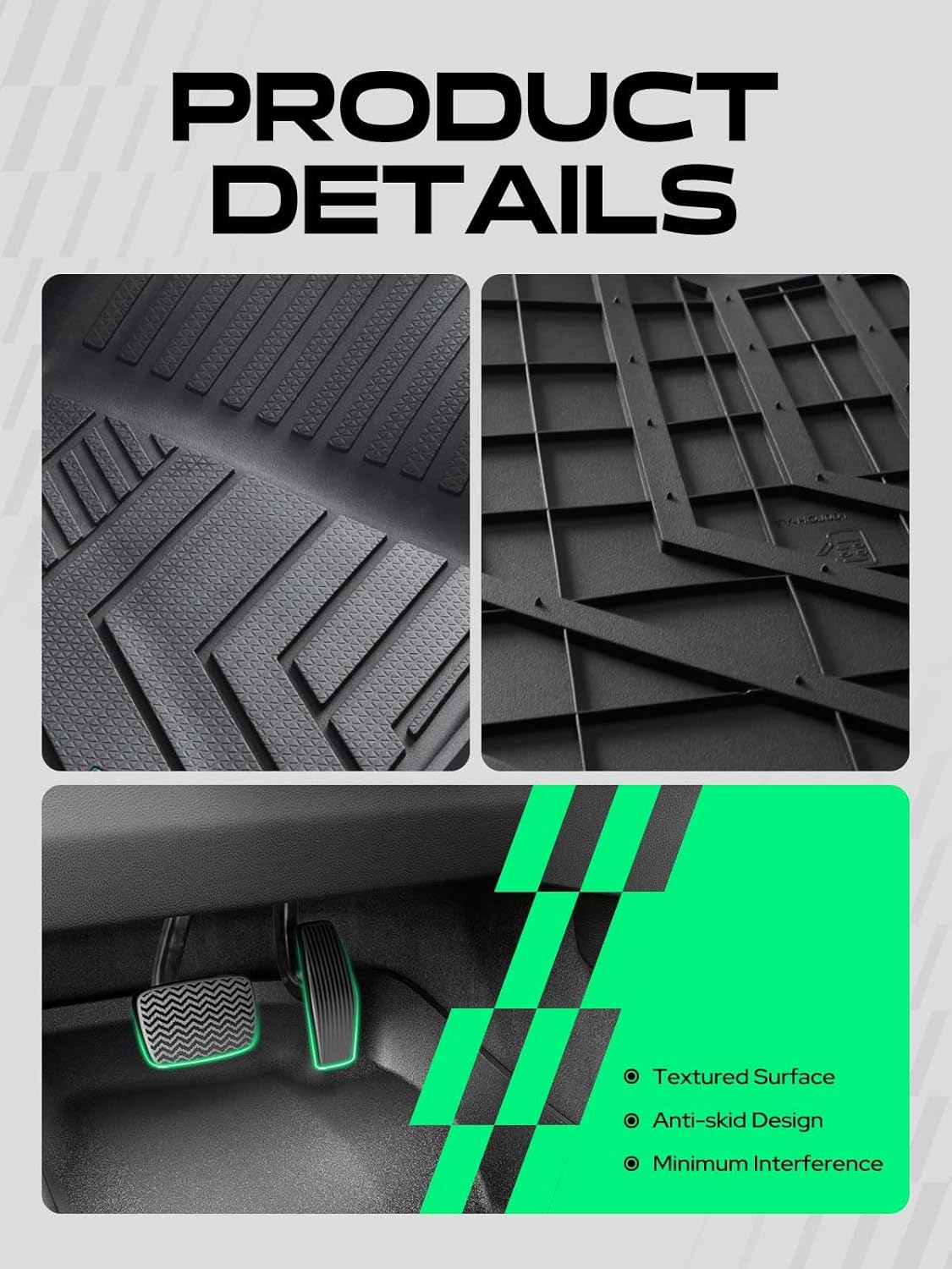 YHTAUTO Automotive Floor Mats Compatible with Honda CRV 2023 2024 2025 2026, TPE Floor Liners All-Weather Protection Custom Fit, 1st & 2nd Row, Set of 3 - Image 7