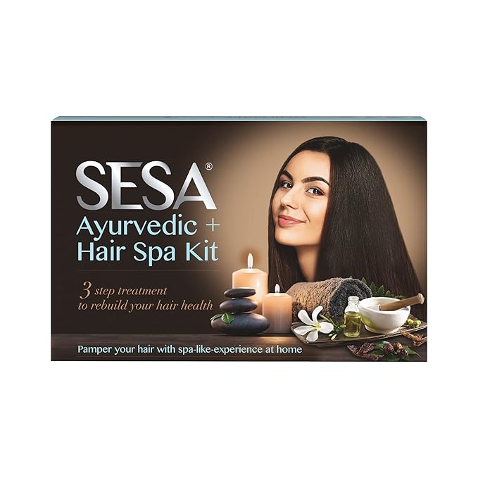 SESA Ayurvedic Hair Spa Kit for Complete Deep Conditioning | Hair Fall Control & Hair Growth | Hair Vitaliser + Ayurvedic Shampoo + Hair Masque + Hair Lotion | Suitable for All Hair Types at Rs. 265
