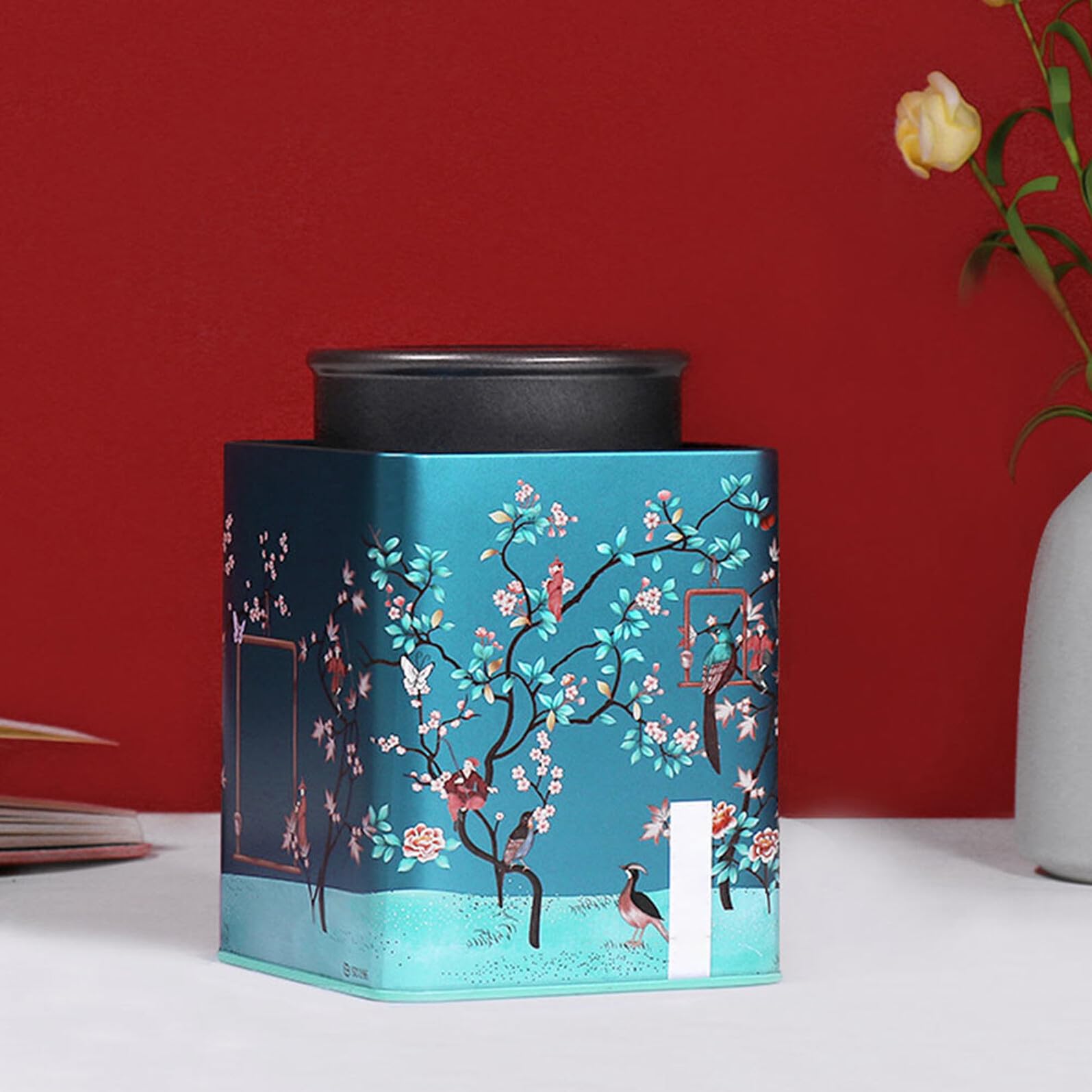 Gadpiparty Contenedor de Té Mantiene Las Hojas de Té Limpias y Secas con Bolsa de Hojalata Azul Diseño Festivo y Atractivo para Almacenamiento en Hogar