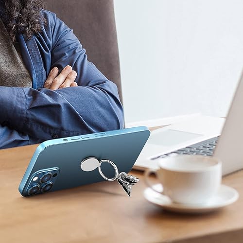 Miniatura 4 de Omorro Soporte para anillo de teléfono, soporte de metal brillante con bonito diseño de mariposa para teléfono celular, giro de 360, agarre